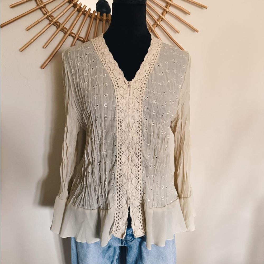 Araz Cream Lace Detail Blouse